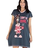 Lazy One Women's Nightgown, Funny V-Neck Sleep Shirt for Women, Horse PJ Tee (Don't Do Morning, S/M)