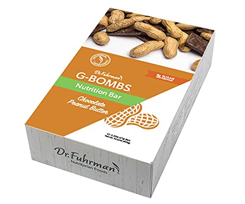 Dr. Fuhrman’s G-BOMBS Nutrition Bar – Chocolate Peanut Butter Flavor – Whole Food Plant-Based Superfood Snack with Nuts, Seeds, Greens & Berries – Vegan, Gluten-Free, No Added Sugar – 12 Count