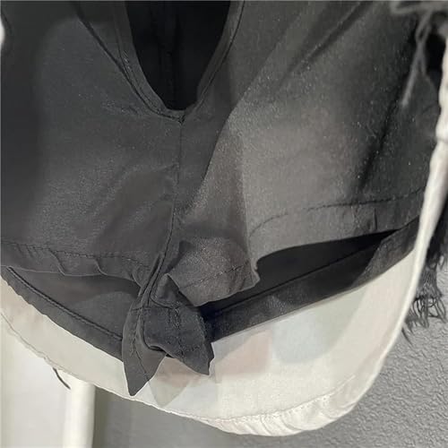 Women's Contrast Color Patchwork Denim Skirt with High Waist and Loose Wrap3