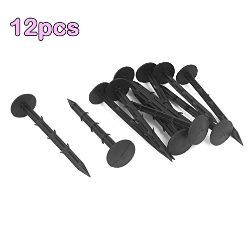 Zeen 12pcs Barded Weed Control Mulch Membrane Tent Securing Pegs Black Securing Peg 6 inch Landscape Fabric Pin