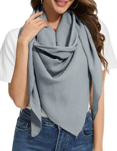 Bbonlinedress Schal Damen Baumwolltuch Halstuch elegant Dreieckstuch Multifunktionstuch Shawl Musselintuch 200 * 140 * 140cm GreyBlue