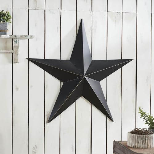 VHC Brands Patriotic Metal Star Distressed 36x36 Independence Day Decor Decorative Wall Hanging Rustic Farmhouse Decorations Country Black Vintage Tan