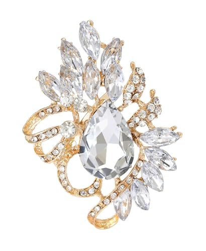 Broche pour femme strass cristal bijou de créateur pour manteau et écharpe