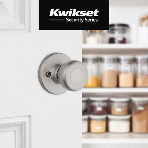 Image of Kwikset Tylo Dummy Door Knob, Single Sided Handle for Closets, French Double Doors, and Pantry, Satin Nickel Non-Turning Interior Push /Pull Door Knob, with Microban Protection