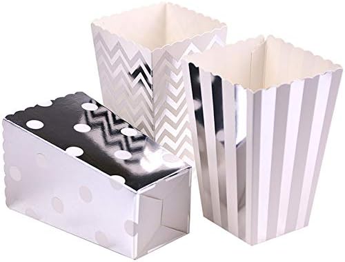 Miniatura 2 de Tvoip 36 cajas de palomitas de maíz de papel de aluminio de oroplataoro rosa, decoración de Navidad, boda, fiesta, suministros de dulces, bolsas de