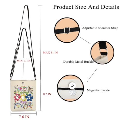 POFULL Registered Behavior Technician Gift Behavior Therapist Gift ABA Therapist Gift In My RBT Era Crossbody Bag2