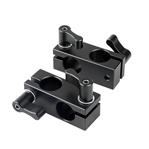 NICEYRIG 90 Degree 15mm Rod Clamp with Adjustable Screws for Camera Support System Shoulder Rig Tripod System, Pack of 2