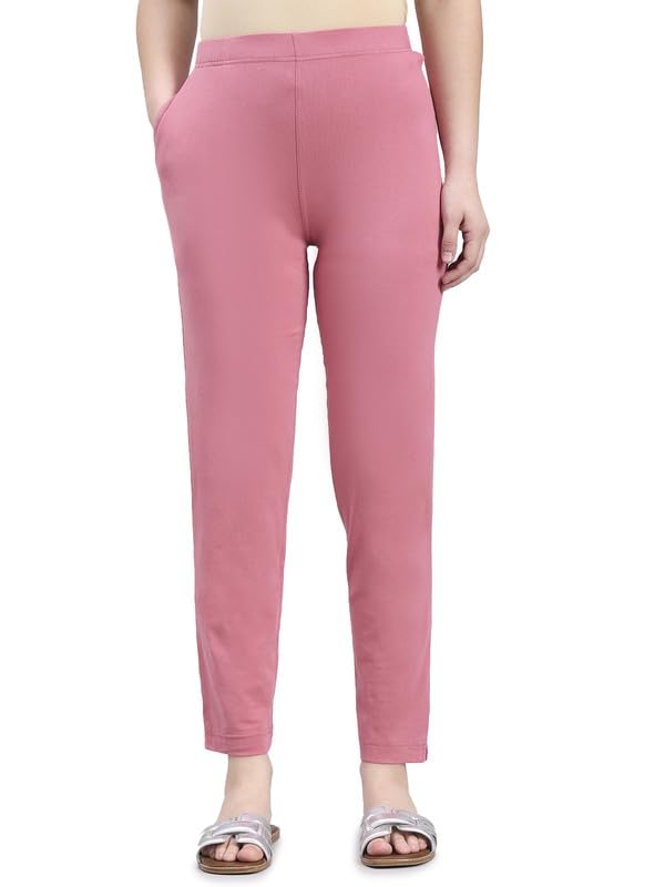 Image of GO COLORS Soft Cotton Stretch Kurti Pants Full Length for Women| Breathable, Mid Rise