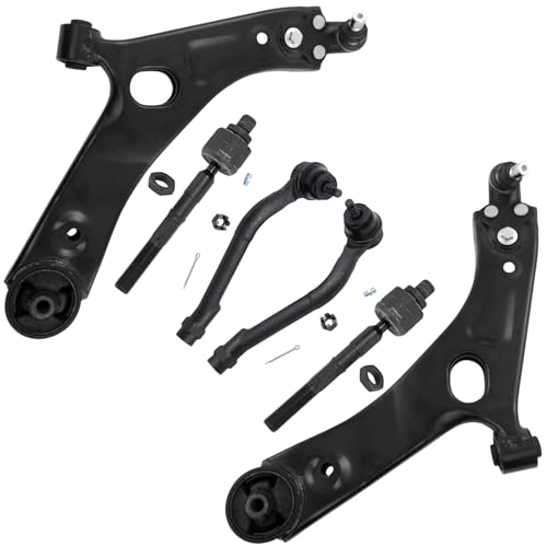 Image of Detroit Axle - 6pc Front End Suspension Kit for 2014-2016 Kia Sportage 2014-2015 Hyundai Tucson, 2 Lower Control Arms with Ball Joint 4 Inner Outer Tie Rods Replacement