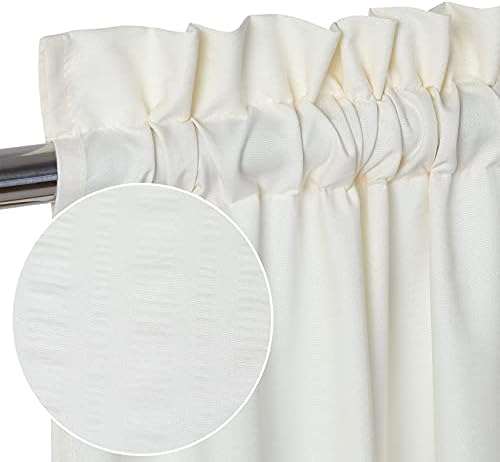 CAROMIO Waterproof Kitchen Curtains Embossed Textured Tier Curtains Short Cafe Curtains Small Half Window Treatment Curtains for Kitchen Bathroom Bedroom Living Room, 2 x 30 W x 24" L, Beige