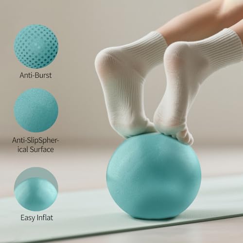 VELLUSTRA 2PCS Gymnastikball mit Aufblasbarer Fußpumpe, Anti Burst Pezziball, 25CM Gymnastikball, Anti-Rutsch-Sitzball, Balanceball, Pilates Ball Yogaball für Zuhause, Fitnessstudio und Büro