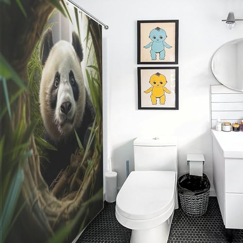 Rideau douche tissu panda imperméable pour stopper l'eau sur le carrelage