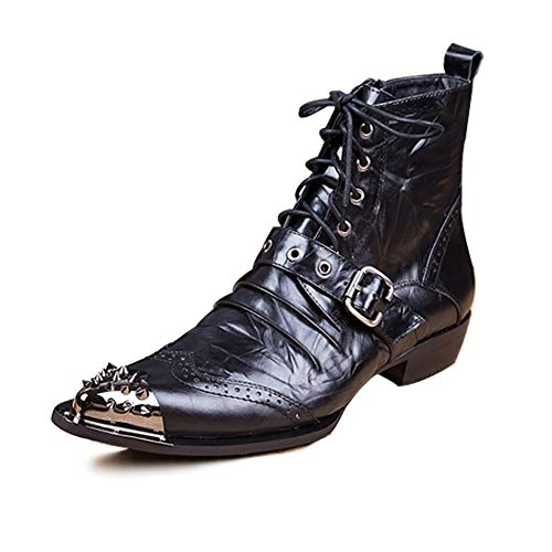 El Nuevo Botas De Tobillo for Hombre Tacón De 3 Cm Botas con Cremallera Puntiaguda for Hombre Oficina Vacaciones De Negocios for Mostrar La Primera Capa De Piel De Vaca Cuero Puro Genuino(44 EU)