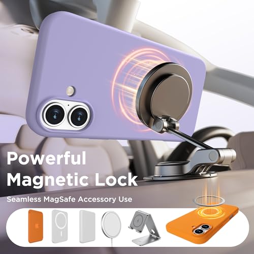 Image of Magnetic for iPhone 16 Case, Compatible with MagSafe, Liquid Silicone Phone Cover with Screen Protector & Camera Protector, Soft Anti-Scratch Microfiber Lining Inside 6.1 inch, Lilac Purple