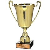 Larius Pokal auf Marmorsockel Fußball Ehrenpreis Trophäe 1,2,3 Platz mit Wunschtext (mit Wunschtext, L)