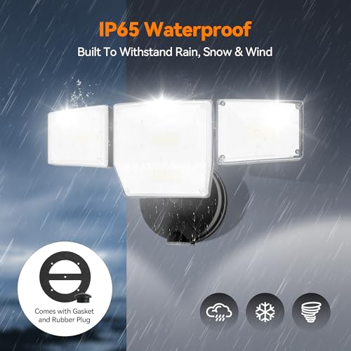ShineSeed 85W 10000LM Dusk to Dawn Outdoor Lighting, 4-Head Super Bright LED Flood Light, 5000K Daylight, IP65 Waterproof Hardwired Exterior Security Light for House Garage, Yard, Backyard (Black) by ShineSeed - Used condition - Image 7