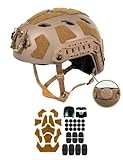 FMATAL GEAR SF Right Angle Vent Hole Fast Helmet, Surface Sandblast Treatment, ABS Tactical Helmet for Airsoft, and Outdoor Sports, Lightweight and Adjustable (Sand, Large)