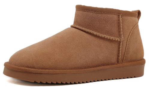 Meik Mangni Stivali Donna Invernali Classic Antiscivolo Stivaletti da Neve Caldo Comode Impermeabili Stivali Inverno Outdoor Breve Boots Scarpe,Cachi,38 EU