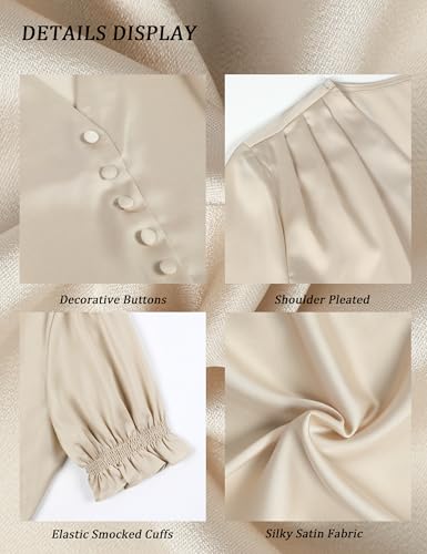 BMJL Womens Blouses Dressy Casual Satin V Neck Short Sleeve Shirts Business Casual Tops for Women3