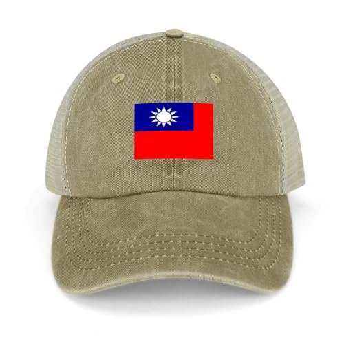 Yelolyio Casquette de baseball en maille avec drapeau national de Taiwan - Casquette de baseball réglable en denim - Casquette de baseball unie réglable pour homme et femme - Casquettes de sports de