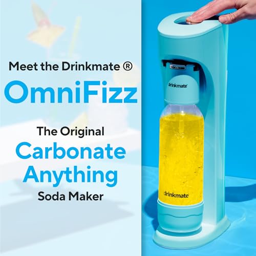 Image of Drinkmate OmniFizz Sparkling Water Maker & Soda Streaming Machine | Carbonates Any Drink | ULTIMATE BUNDLE | Includes Three 60L CO2 Cartridges + Two BPA-Free Bottles (Arctic Blue)