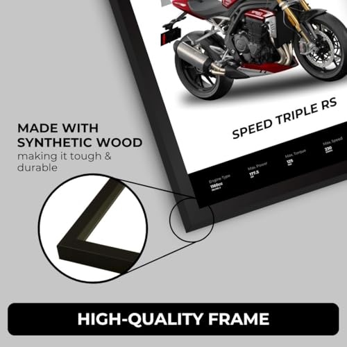 Image of Triumph Speed Triple RS Poster | Superbike Triumph Framed Poster | Framed Matt Superbike | Bike Posters A3 Size (31 x 23 cm) | Speed Triple RS Bikes Posters for Wall, Home, Bedroom, Living room decoration (F 030)