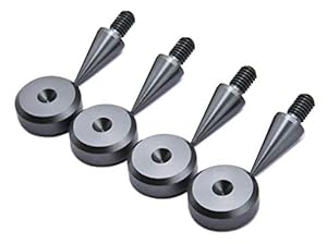 M6 Speakers Spikes and Pads for Speakers, HiFi Stands, Cabinets, Soundbars (Grey Aluminium with Chamfered Pads)