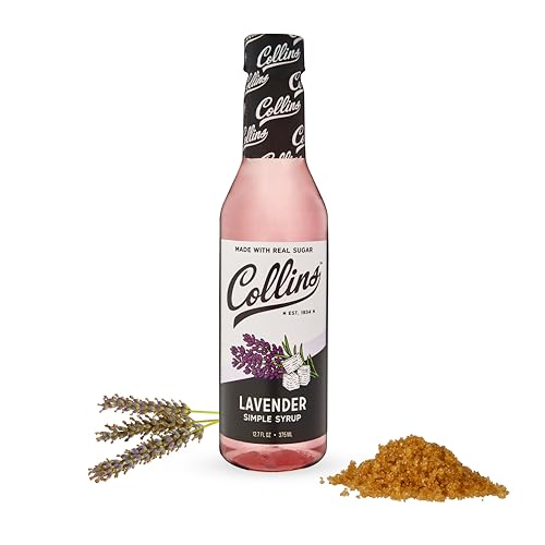 Collins Lavender Simple Syrup with Real Sugar for Cocktails, Spritz, Iced Tea, Lemonade, Hot Chocolate, Dessert, Baking, Coffee Syrups, Home Bar Accessories, 12.7 oz, Set of 1