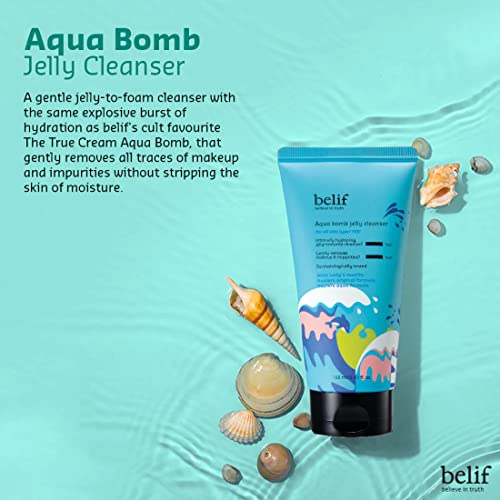 Image of Belif Aqua Bomb Jelly Cleanser 160ML | Hydrating & Gentle Face Wash | Korean Skincare | Makeup Remover for All Skin Types | Vegan & Dermatologically Tested