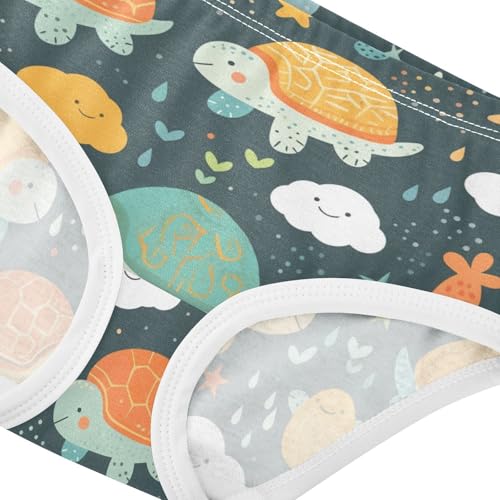 Wusikd Cute Turtle Girls' Underwear Cotton Clouds Stars Girls Briefs Soft Toddler Underwear 2T4
