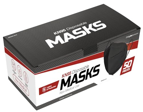 Image of Lyka Distribution KN95 Face Masks - 50 Pack - 5 Layer Protection Breathable KN95 Face Mask with Comfortable Elastic Ear Loop
