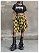 Verdusa Women's Y2k Goth Grunge Plaid Skirts Tie Vintage Asymmetrical Flowy Pleated Mini Skater Skirt Yellow Medium