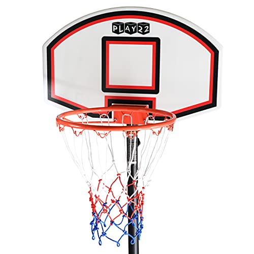 Image of Play22 Kids Adjustable Basketball Hoop Height 5 - 7 FT - Portable Basketball Hoop for Kids Teenagers Youth and Adults With Stand & Backboard Wheels Fillable Base - Basketball Goals Indoor Outdoor Play