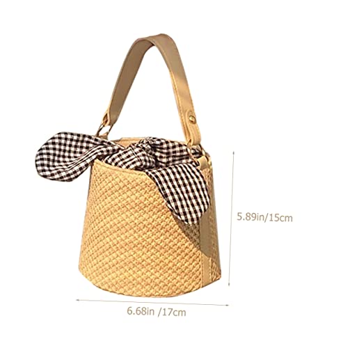Bolso de cubo tejido para mujer estilo tote cruzado miniatura 2