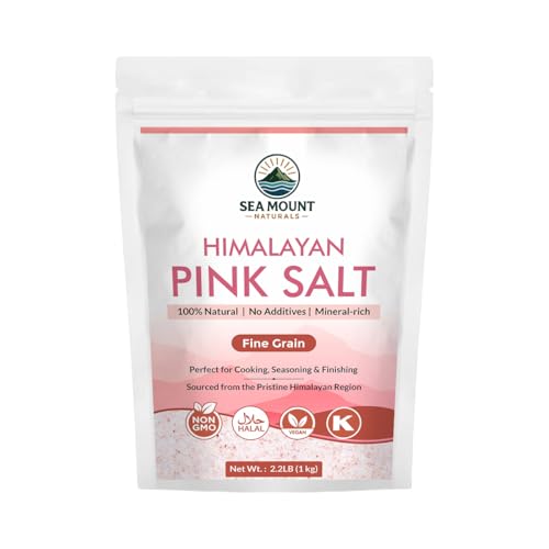 Sea Mount Naturals Pink Himalayan Salt – Fine Grain 2.2LB I Natural Mineral-Rich Salt | Pure Pink Sea Salt, Kosher Certified | Ideal for Everyday Cooking, Seasoning, and Gourmet Recipe