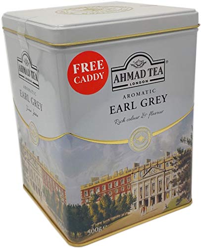Ahmad Tea Aromatische Earl Grey Tea - 500g losse blad thee metalen Caddy (UK-Unique)