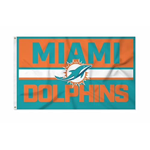 Rico Industries NFL Football Miami Dolphins Bold 3 x 5 Banner Flag Single Sided - Indoor or Outdoor - Home Dcor