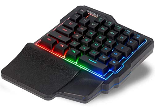 Kit Gamer Mouse 7 Botões E Teclado Semi Mecânico Uma Mão Hand Single Led Rgb Pc Celular