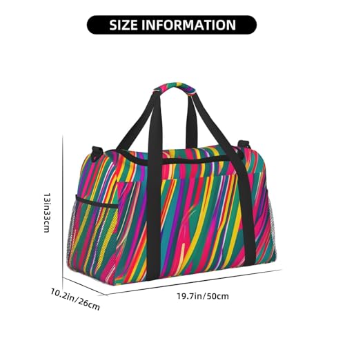 Rainbow Lines Print Travel Hand Travel Bag Weekender Overnight Carry On Tote Foldable Crossbody Bag4