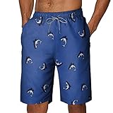 Genérico Pantalones cortos de baño hombre verano poliéster piel melocotón impreso playa casual moderno, azul, L