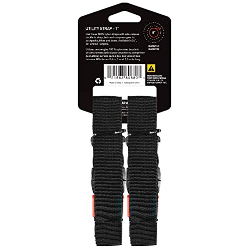 Image of GEAR AID Utility Straps with Side-Release Buckle, Secure and Compress Camping, Biking, Hunting, Boating Gear, 1 inch Width, 24 inch Length