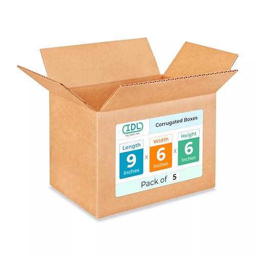 Small Moving &amp; Shipping Boxes 9 x 6 x 6 inches (5-Pack) - Extra Strength 200 lb vs Regular - Corrugated Boxes for Packaging for USPS/UPS/FEDEX - Cardboard Box Small by IDL Packaging