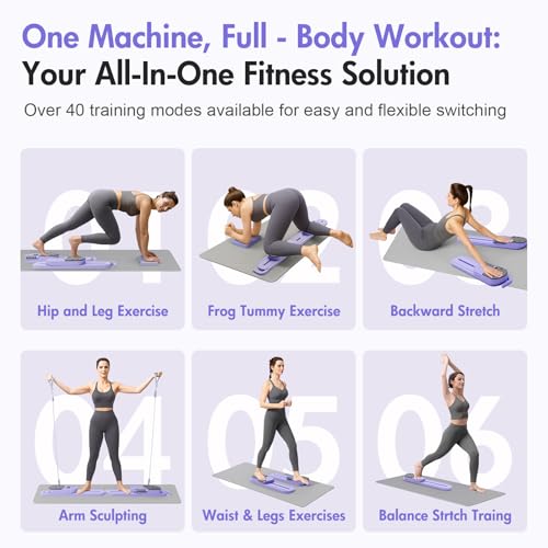 ALSO GO Pilates Board, Upgrad Pilates Reformer Set, Multifunction Abdominal Portable Board for Home Workout, Portable Reformer Machine for Full Body Workout, Home Pilates Kit with Resistance Bands