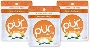 PUR Mints | Sugar Free Mints | 100% Xylitol | Vegan, Aspartame Free, Gluten Free & Keto Friendly | Natural Tangerine Tango Flavored Mints, 20 Pieces (Pack of 3)
