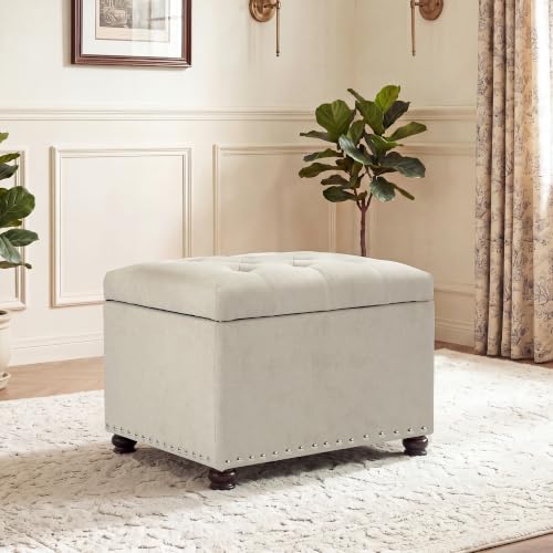 Image of Joveco 24 inch Ottoman with Storage,Fabric Tufted Storage Ottoman with Legs