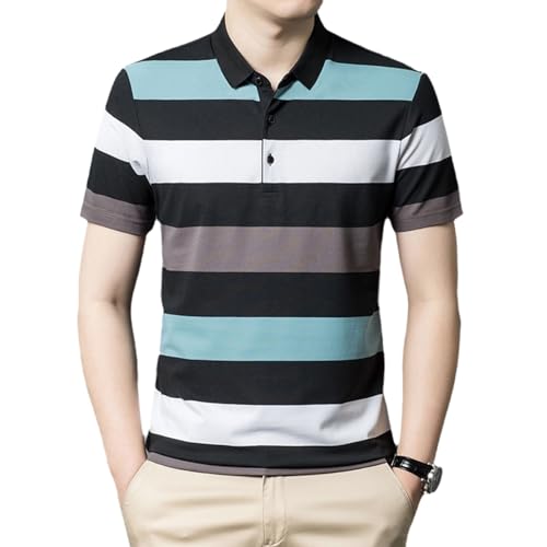 Polo vêtements d'été pour hommes anti-transpiration en coton à rayures noires