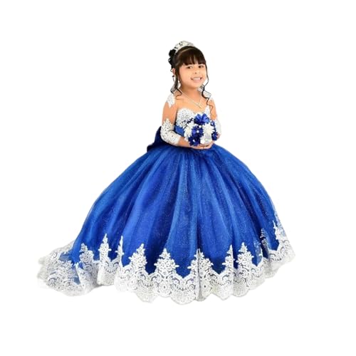 GZCYL Sequin Pageant Dress for Girls Sparkly Long Sleeves Flower Girl Dress for Wedding Applique