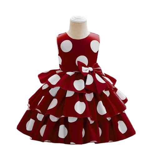 Image of Niren Enterprise Girl's Polka Dot Pattern Satin Blend Frock Dress with Sleeveless Round Neck Knee Length and A-Line Pull On Closure Type