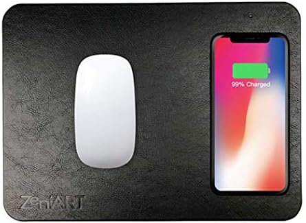 ZeniART Fast Wireless Charging Mouse Pad, 10W Wireless Charger Mouse Mat for iPhone Xs/Xs Max/X / 8/8 Plus, Samsung Galaxy Note 9/8 / S9 / S9+ / S8 / S8+, Nexus 7/6 and Qi-Enabled Devices
