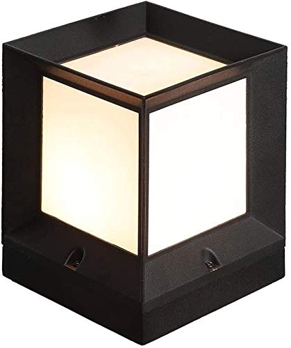 Zhangl Traditional Black Square Column Lamps - Modern Lawn Landscape Pillar Lamp - Decking Patio Lighting IP55 Waterproof Villa Wall Post Pillar Lantern Lights - Park Exterior Torch Light